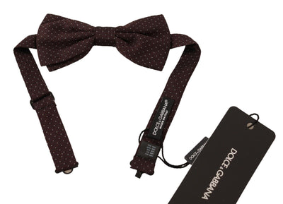 Dolce & Gabbana Elegant Brown Dot Pattern Silk Bow Tie - Masuh best bargains 