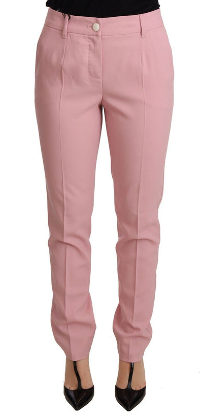 Dolce & Gabbana Elegant Pink Tapered Wool Trousers - Masuh best bargains 