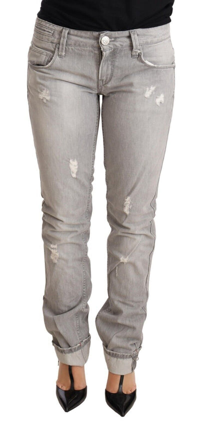 Acht Chic Slim Fit Tattered Gray Wash Jeans - Masuh best bargains 