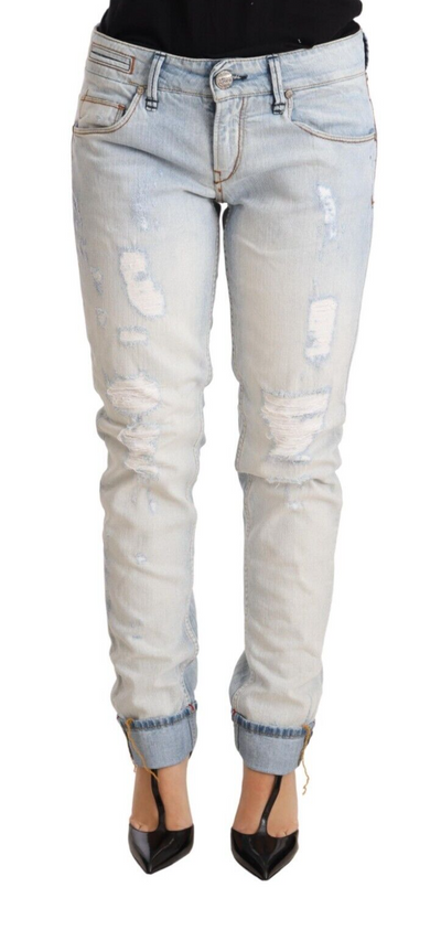 Acht Chic Light-Blue Folded Hem Denim Jeans - Masuh best bargains 