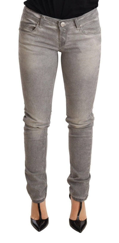 Acht Chic Gray Washed Slim Fit Cotton Jeans - Masuh best bargains 