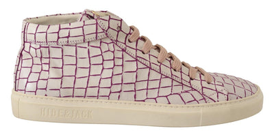 HIDE & JACK Chic White & Burgundy Mid-Cut Leather Sneakers - Masuh best bargains 