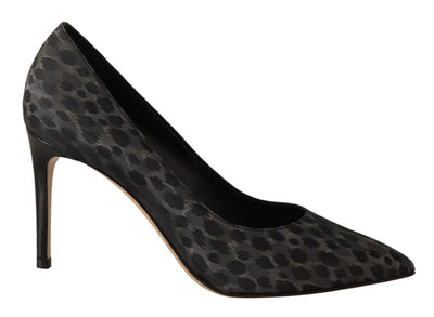 Sofia Elegant Black Leopard Print Leather Heels - Masuh best bargains 