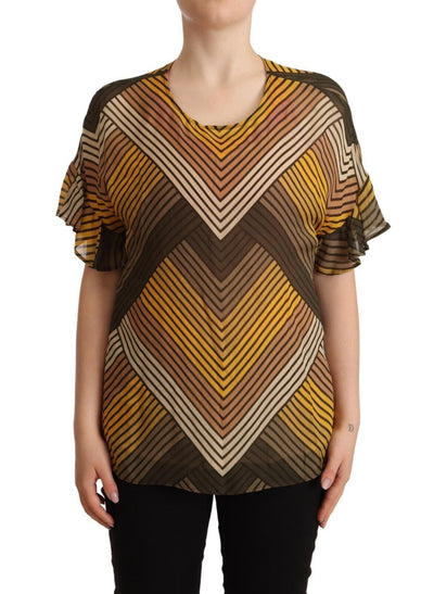 Twinset Chic Multicolor Striped Short Sleeve Blouse - Masuh best bargains 