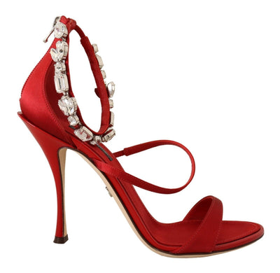Dolce & Gabbana Red Crystal-Embellished Heel Sandals - Masuh best bargains 