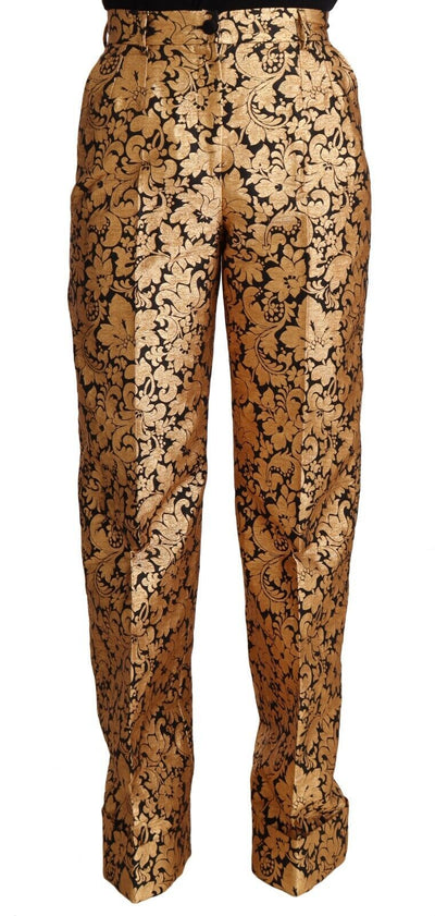 Dolce & Gabbana Elegant Floral Jacquard High Waist Trousers - Masuh best bargains 