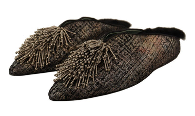 Paola D'Arcano Golden Enchantment Leather Flats - Masuh best bargains 