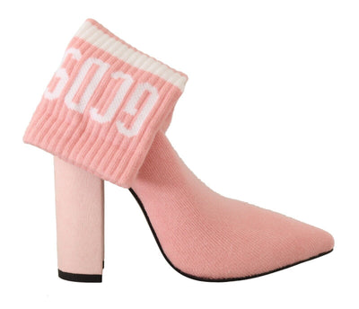 GCDS Chic Pink Suede Ankle Boots with Logo Socks - Masuh best bargains 
