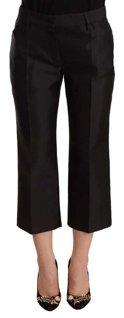 Dolce & Gabbana Chic Silk Cropped Trousers in Timeless Black - Masuh best bargains 
