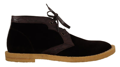 Dolce & Gabbana Exotic Caiman Leather Ankle Boots in Brown - Masuh best bargains 