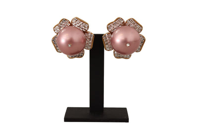 Dolce & Gabbana Elegant Floral Crystal Pearl Clip-On Earrings - Masuh best bargains 