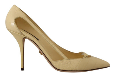 Dolce & Gabbana Chic Pointed Toe Leather Pumps in Sunshine Yellow - Masuh best bargains 