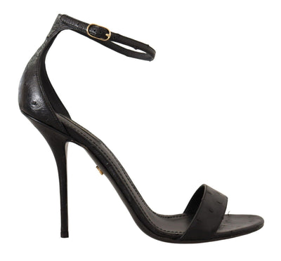 Dolce & Gabbana Elegant Ostrich Leather Ankle Strap Heels - Masuh best bargains 