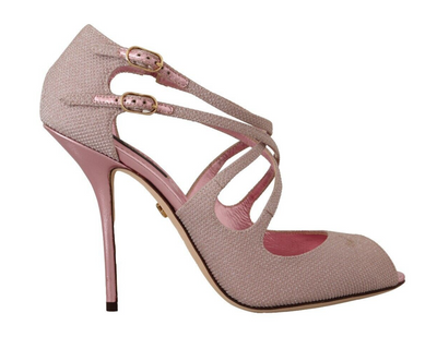 Dolce & Gabbana Pink Glitter Peep Toe High Heels Sandals - Masuh best bargains 