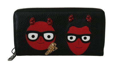 Dolce & Gabbana Chic Black and Red Leather Continental Wallet - Masuh best bargains 