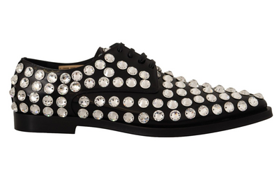 Dolce & Gabbana Crystal-Embellished Leather Formal Flats - Masuh best bargains 