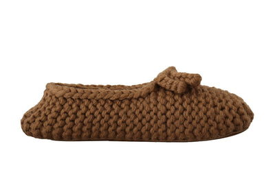 Dolce & Gabbana Elegant Wool Knit Ballerina Flats in Brown - Masuh best bargains 