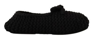 Dolce & Gabbana Elegant Black Wool Knit Ballet Flats - Masuh best bargains 
