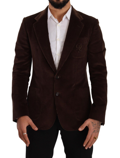 Dolce & Gabbana Elegant Brown Corduroy Slim Fit Blazer - Masuh best bargains 