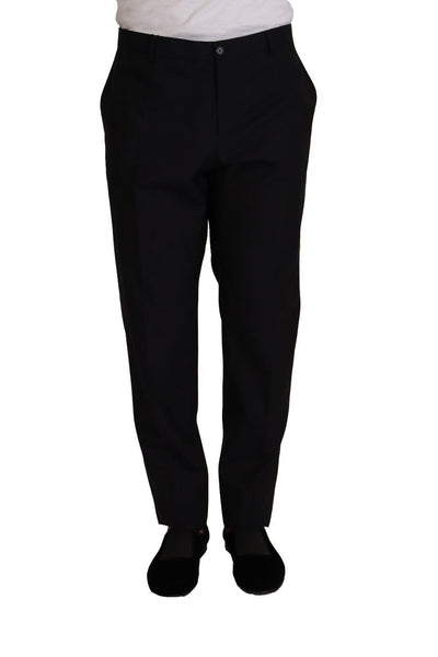 Dolce & Gabbana Elegant Dark Blue Wool Silk Tuxedo Trousers - Masuh best bargains 