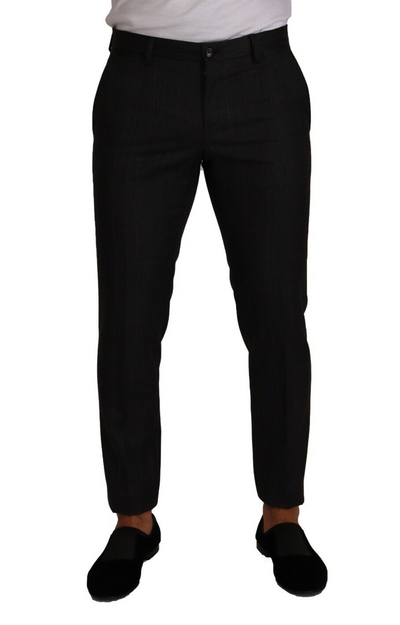 Dolce & Gabbana Elegant Gray Check Slim Fit Trousers - Masuh best bargains 