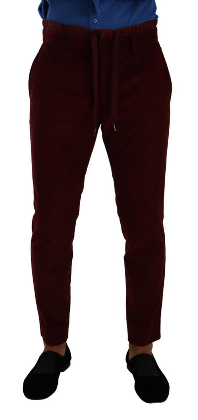 Dolce & Gabbana Elegant Bordeaux Velvet Dress Trousers - Masuh best bargains 