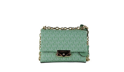 Michael Kors Cece Small Sea Green Signature PVC Convertible Flap Crossbody Bag - Masuh best bargains 
