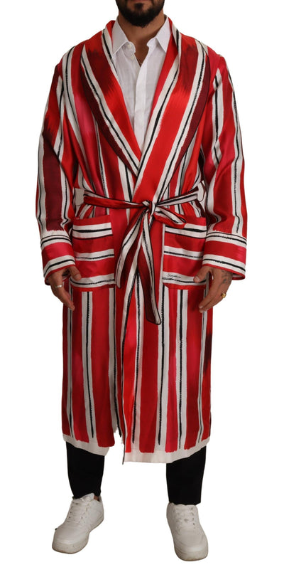 Dolce & Gabbana Chic Striped Silk Sleepwear Robe - Masuh best bargains 
