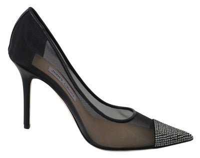 Jimmy Choo Elegant Black Mesh Crystal Pumps - Masuh best bargains 