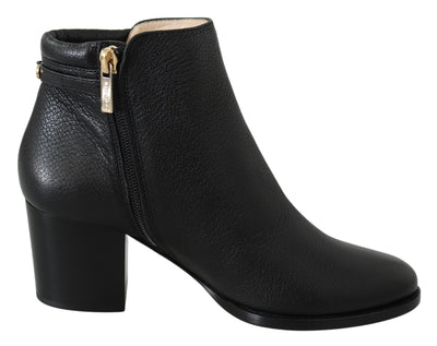 Jimmy Choo Elegant Black Leather Heeled Boots - Masuh best bargains 