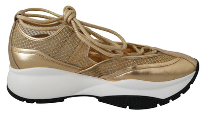 Jimmy Choo Golden Glamour Mesh Leather Sneakers - Masuh best bargains 