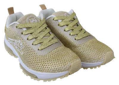 Plein Sport Exquisite Gold Polyester Sport Sneakers - Masuh best bargains 