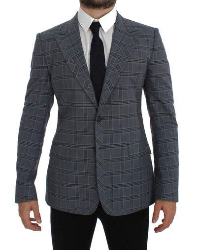 Dolce & Gabbana Elegant Blue Checkered Slim Fit Blazer - Masuh best bargains 