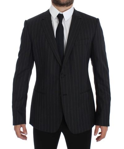 Dolce & Gabbana Chic Gray Striped Wool Blazer Jacket - Masuh best bargains 