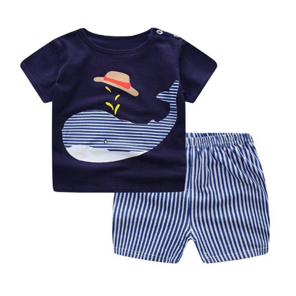 Cartoon Clothing Baby Boy Summer Clothes T-shirt Baby Girl Casual Clothing Sets - Masuh best bargains 