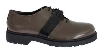 AI_ Elegant Gray Brown Leather Lace-up Shoes - Masuh best bargains 
