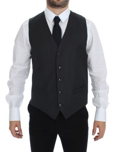 Dolce & Gabbana Elegant Gray Wool Formal Vest - Masuh best bargains 