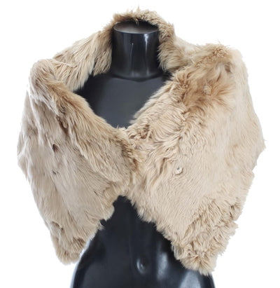 Dolce & Gabbana Elegant Alpaca Fur Shoulder Wrap in Beige - Masuh best bargains 