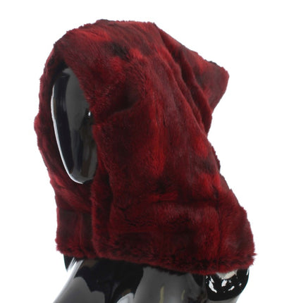Dolce & Gabbana Luxurious Bordeaux Fur Hooded Scarf Wrap - Masuh best bargains 
