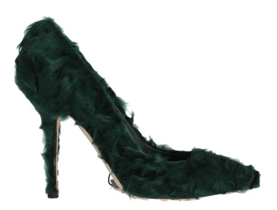Dolce & Gabbana Elegant Green Xiangao Fur Leather Pumps - Masuh best bargains 