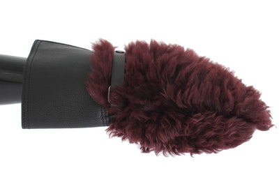 Dolce & Gabbana Elegant Black & Bordeaux Leather Gloves - Masuh best bargains 