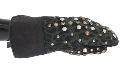 Dolce & Gabbana Elegant Studded Gray Wool Shearling Gloves - Masuh best bargains 