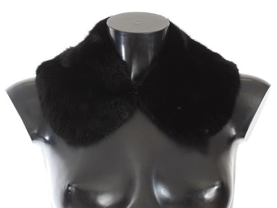Dolce & Gabbana Elegant Black Mink Fur Shoulder Wrap Scarf - Masuh best bargains 