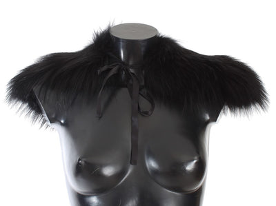 Dolce & Gabbana Black Fox Fur Chic Shoulder Wrap - Masuh best bargains 