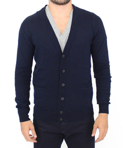 Ermanno Scervino Chic Blue Wool Blend Cardigan Sweater - Masuh best bargains 
