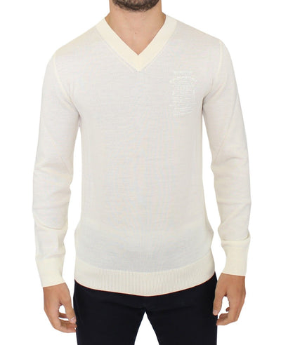 Ermanno Scervino Off-White V-Neck Wool Blend Pullover - Masuh best bargains 