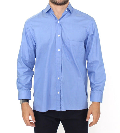 Ermanno Scervino Dapper Blue Cotton Dress Shirt for Men - Masuh best bargains 