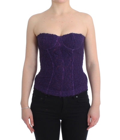 Ermanno Scervino Purple Lace Silk Blend Bustier Corset - Masuh best bargains 