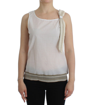 Ermanno Scervino Elegant White Bow-Detailed Sleeveless Top - Masuh best bargains 