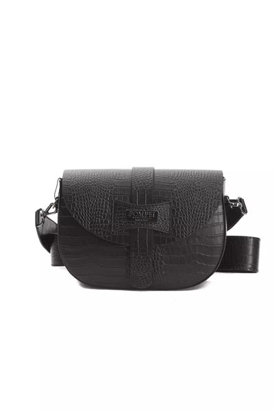 Pompei Donatella Black Leather Women Crossbody Bag - Masuh best bargains 